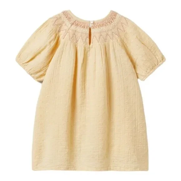 ZARA Kids | Light Yellow | TEXTURED EMBROIDERED DRESS - Picture 2 of 5
